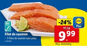 Promoties Filet de saumon - Huismerk - Lidl - Geldig van 17/04/2024 tot 23/04/2024 bij Lidl