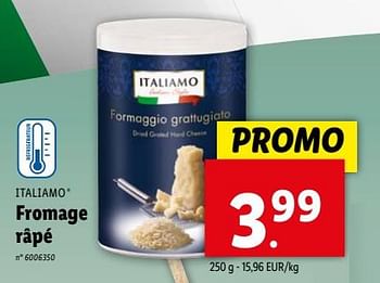 Promoties Fromage râpé - Italiamo - Geldig van 17/04/2024 tot 23/04/2024 bij Lidl