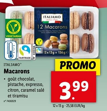 Promotions Macarons - Italiamo - Valide de 17/04/2024 à 23/04/2024 chez Lidl