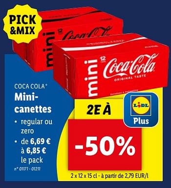 Promoties Minicanettes - Coca Cola - Geldig van 17/04/2024 tot 23/04/2024 bij Lidl