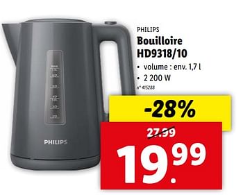 Promoties Philips bouilloire hd9318-10 - Philips - Geldig van 17/04/2024 tot 23/04/2024 bij Lidl