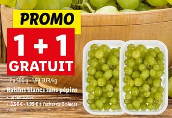 Promoties Raisins blancs sans pépins - Huismerk - Lidl - Geldig van 17/04/2024 tot 23/04/2024 bij Lidl