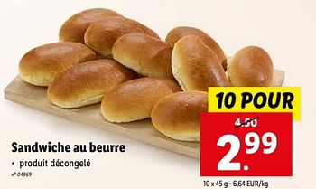 Promoties Sandwiche au beurre - Huismerk - Lidl - Geldig van 17/04/2024 tot 23/04/2024 bij Lidl