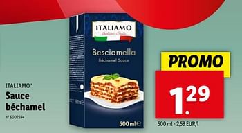 Promoties Sauce béchamel - Italiamo - Geldig van 17/04/2024 tot 23/04/2024 bij Lidl