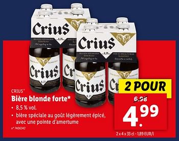 Promoties Bière blonde forte - Crius - Geldig van 17/04/2024 tot 23/04/2024 bij Lidl