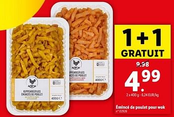 Promoties Émincé de poulet pour wok - Huismerk - Lidl - Geldig van 17/04/2024 tot 23/04/2024 bij Lidl