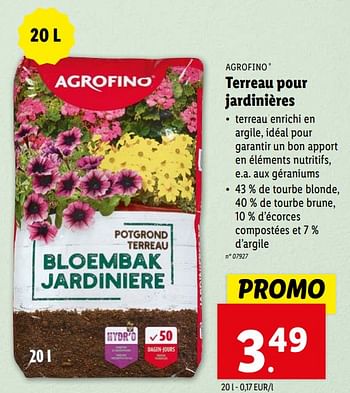 Promoties Terreau pour jardinières - Agrofino - Geldig van 17/04/2024 tot 23/04/2024 bij Lidl