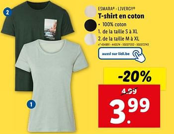 Promoties T-shirt en coton - Huismerk - Lidl - Geldig van 17/04/2024 tot 23/04/2024 bij Lidl