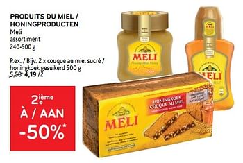 Promoties Produits du miel meli 2ième à -50% - Meli - Geldig van 10/04/2024 tot 23/04/2024 bij Alvo