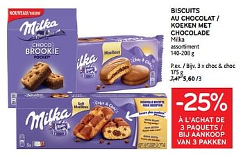 Promoties Biscuits au chocolat milka -25% à l’achat de 3 paquets - Milka - Geldig van 10/04/2024 tot 23/04/2024 bij Alvo