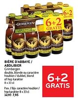 Promotions Bière d’abbaye grimbergen 6+2 gratis - Grimbergen - Valide de 10/04/2024 à 23/04/2024 chez Alvo