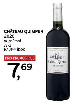 Promoties Château quimper 2020 rouge - Rode wijnen - Geldig van 10/04/2024 tot 23/04/2024 bij Alvo