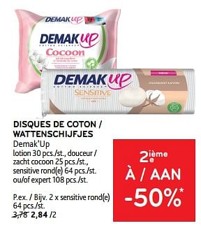 Promoties Disques de coton demak’up 2ième à -50% - Demak'Up - Geldig van 10/04/2024 tot 23/04/2024 bij Alvo