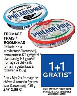 Promoties Fromage frais philadelphia 1+1 gratis - Philadelphia - Geldig van 10/04/2024 tot 23/04/2024 bij Alvo
