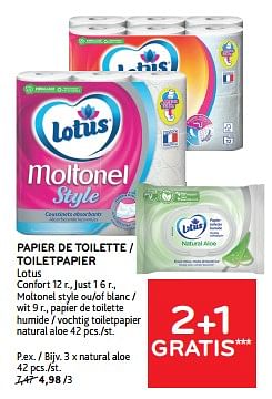 Promoties Papier de toilette lotus 2+1 gratis - Lotus Nalys - Geldig van 10/04/2024 tot 23/04/2024 bij Alvo