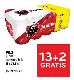 Promotions Pils jupiler 13+2 gratis - Jupiler - Valide de 10/04/2024 à 23/04/2024 chez Alvo