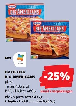 Promoties Dr.oetker big americans pizza texas - Dr. Oetker - Geldig van 11/04/2024 tot 24/04/2024 bij Spar (Colruytgroup)