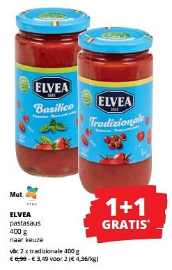 Promotions Elvea pastasaus tradizionale - Elvea - Valide de 11/04/2024 à 24/04/2024 chez Spar (Colruytgroup)