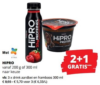 Promoties Hipro drink aardbei en framboos - Danone - Geldig van 11/04/2024 tot 24/04/2024 bij Spar (Colruytgroup)
