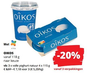 Promotions Oikos volle yoghurt natuur - Danone - Valide de 11/04/2024 à 24/04/2024 chez Spar (Colruytgroup)