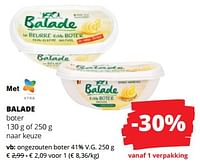 Promoties Ongezouten boter - Balade - Geldig van 11/04/2024 tot 24/04/2024 bij Spar (Colruytgroup)
