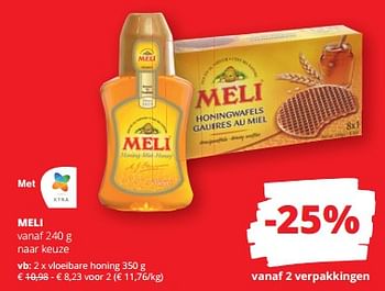 Promoties Vloeibare honing - Meli - Geldig van 11/04/2024 tot 24/04/2024 bij Spar (Colruytgroup)