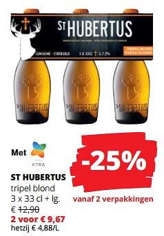 Promotions St hubertus tripel blond - St Hubertus - Valide de 11/04/2024 à 24/04/2024 chez Spar (Colruytgroup)