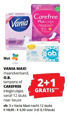 Promotions Vania maandverband maxi nacht - Vania - Valide de 11/04/2024 à 24/04/2024 chez Spar (Colruytgroup)