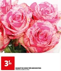 Bouquet de 5 roses très gros boutons-Huismerk - Auchan