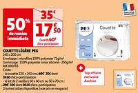 Couette légère peg-Huismerk - Auchan