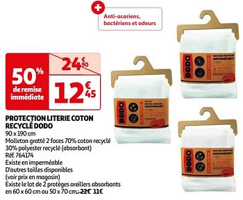 Promoties Protection literie coton recyclé dodo - DoDo - Geldig van 16/04/2024 tot 22/04/2024 bij Auchan
