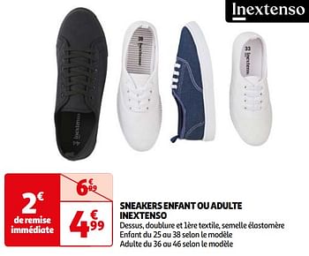 Promoties Sneakers enfant ou adulte inextenso - Inextenso - Geldig van 16/04/2024 tot 22/04/2024 bij Auchan