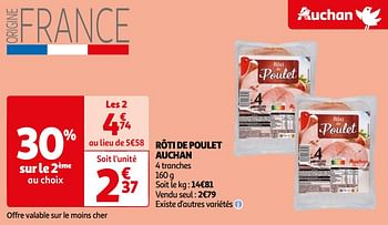 Promoties Rôti de poulet auchan - Huismerk - Auchan - Geldig van 16/04/2024 tot 22/04/2024 bij Auchan