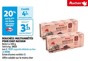 Promoties Bouchées multivariétés pour chat auchan - Huismerk - Auchan - Geldig van 16/04/2024 tot 22/04/2024 bij Auchan