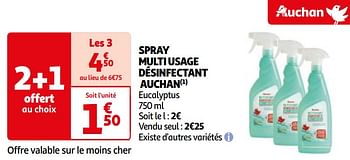 Promoties Spray multi usage désinfectant auchan - Huismerk - Auchan - Geldig van 16/04/2024 tot 22/04/2024 bij Auchan