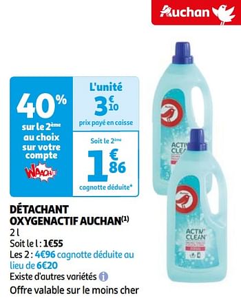 Promoties Détachant oxygenactif auchan - Huismerk - Auchan - Geldig van 16/04/2024 tot 22/04/2024 bij Auchan
