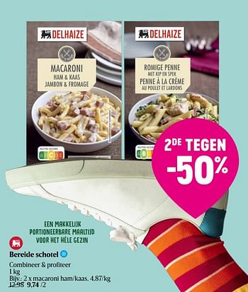 Promoties Macaroni ham kaas - Huismerk - Delhaize - Geldig van 18/04/2024 tot 24/04/2024 bij Delhaize