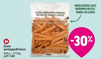 Promotions Zoete aardappelfrieten - Produit Maison - Delhaize - Valide de 18/04/2024 à 24/04/2024 chez Delhaize