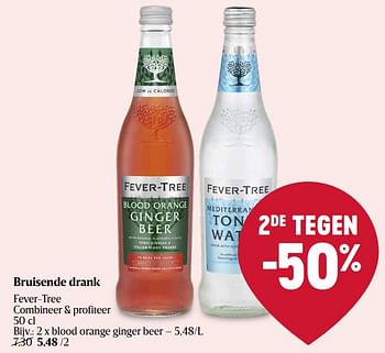 Promoties Bruisende drank blood orange ginger beer - Fever Tree - Geldig van 18/04/2024 tot 24/04/2024 bij Delhaize