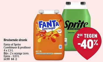 Promoties Bruisende drank orange zero fanta - Fanta - Geldig van 18/04/2024 tot 24/04/2024 bij Delhaize