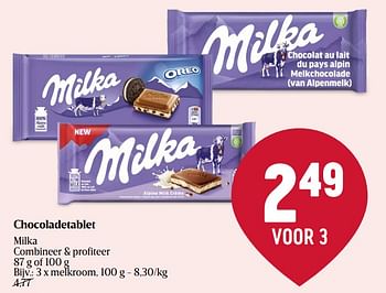 Promotions Chocoladetablet - Milka - Valide de 18/04/2024 à 24/04/2024 chez Delhaize