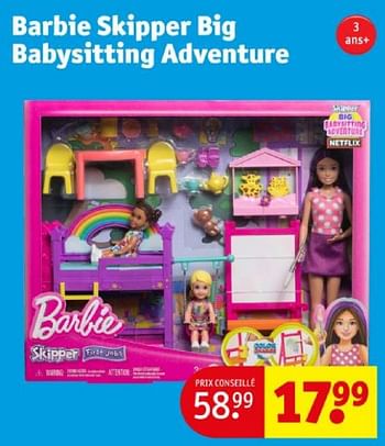 Promoties Barbie skipper big babysitting adventure - Mattel - Geldig van 16/04/2024 tot 21/04/2024 bij Kruidvat
