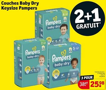 Promoties Couches baby dry keysize pampers taille 5 - Pampers - Geldig van 16/04/2024 tot 21/04/2024 bij Kruidvat