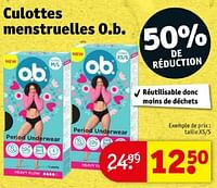 Promotions Culottes menstruelles o.b. taille xs-s - OB - Valide de 16/04/2024 à 21/04/2024 chez Kruidvat