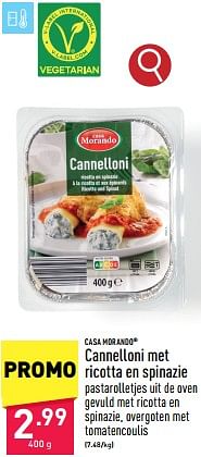 Cannelloni met ricotta en spinazie-CASA MORANDO 