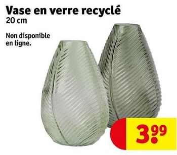 Promoties Vase en verre recyclé - Huismerk - Kruidvat - Geldig van 16/04/2024 tot 21/04/2024 bij Kruidvat