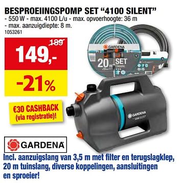 Promoties Besproeiingspomp set 4100 silent - Gardena - Geldig van 17/04/2024 tot 28/04/2024 bij Hubo