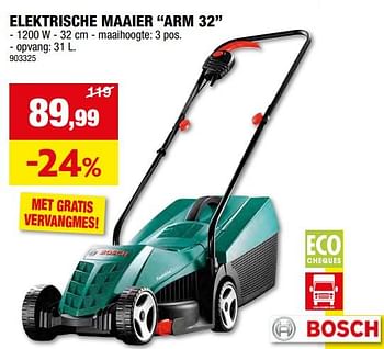 Promotions Bosch elektrische maaier arm 32 - Bosch - Valide de 17/04/2024 à 28/04/2024 chez Hubo