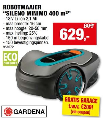 Promoties Gardena robotmaaier sileno minimo - Gardena - Geldig van 17/04/2024 tot 28/04/2024 bij Hubo