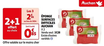Promotions Éponge surfaces difficiles auchan - Produit Maison - Auchan Ronq - Valide de 16/04/2024 à 22/04/2024 chez Auchan Ronq